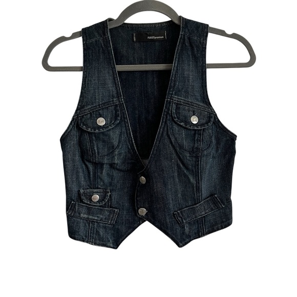Furst Premium Jackets & Blazers - Vintage Y2K Furst Premium Denim Vest Button Front-Size 4 Utility Cargo Style